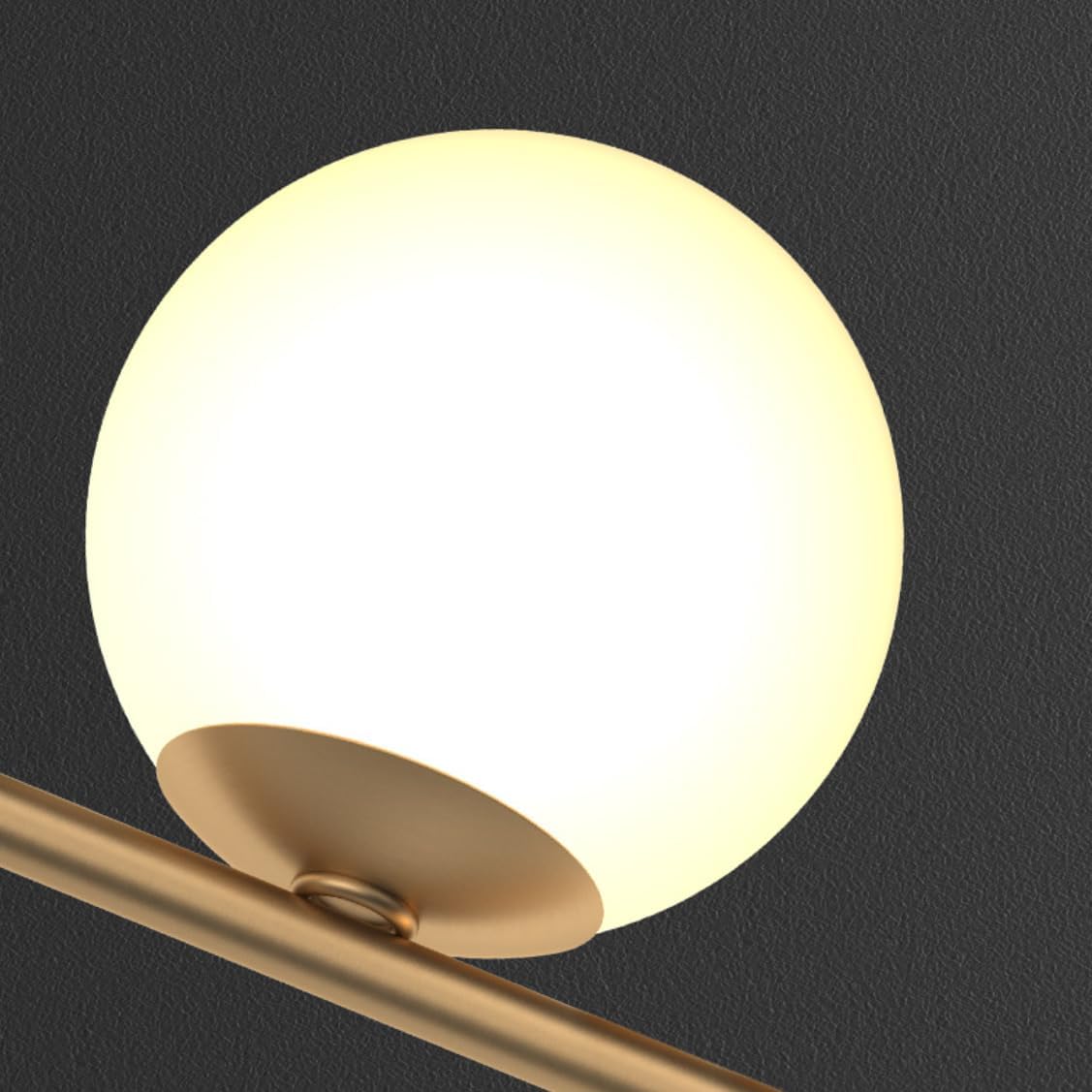 Mid Century Modern Linear Ceiling Light Milk Glass Globe Chandelier Gold Semi Flush Mount Ceiling Light 3 Light Brass Vanity Light for Dining Room Bathroom Hallway