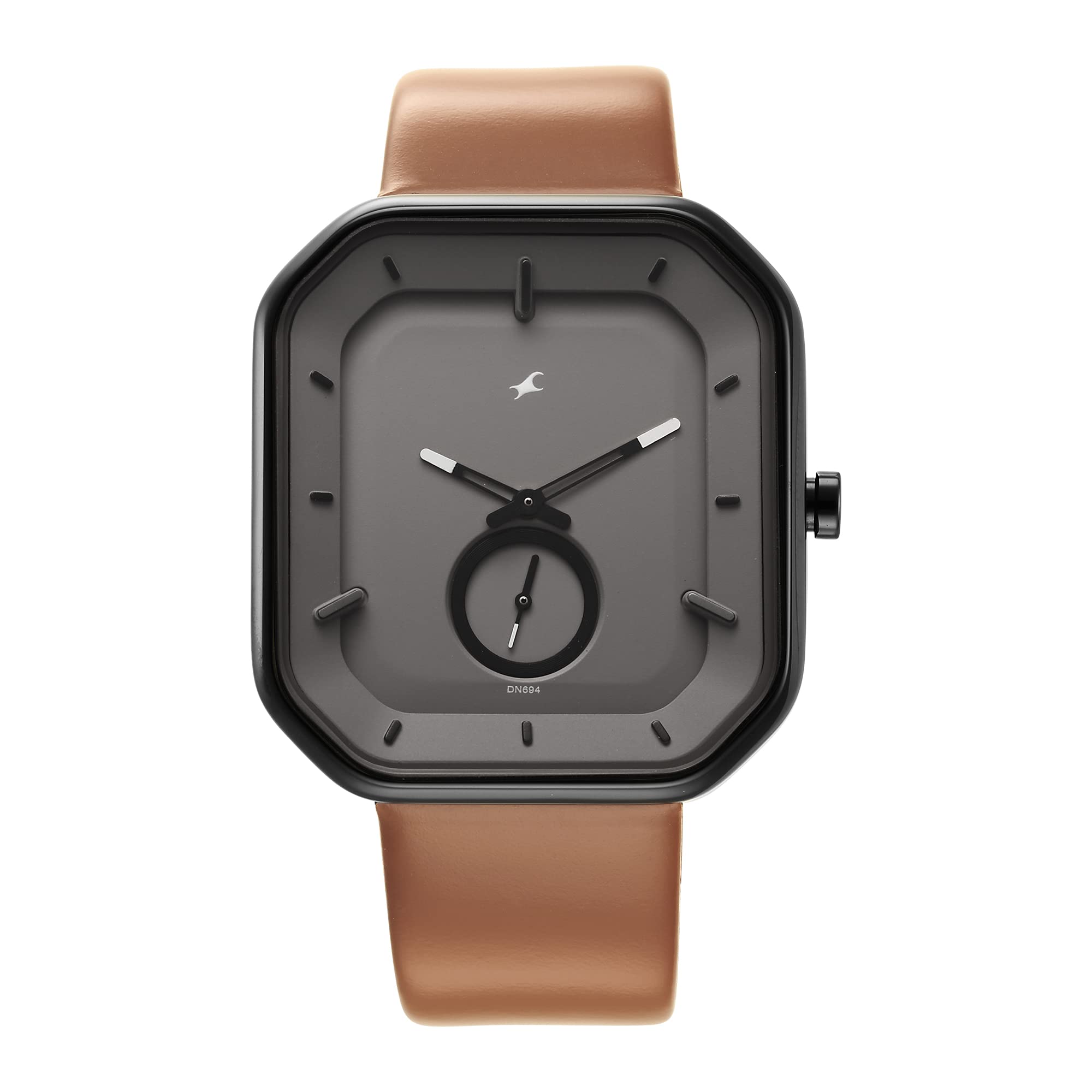 Fastrack After Dark Quartz Analog Grey Dial Brown Leather Strap Watch for Guys - NT3272NL02