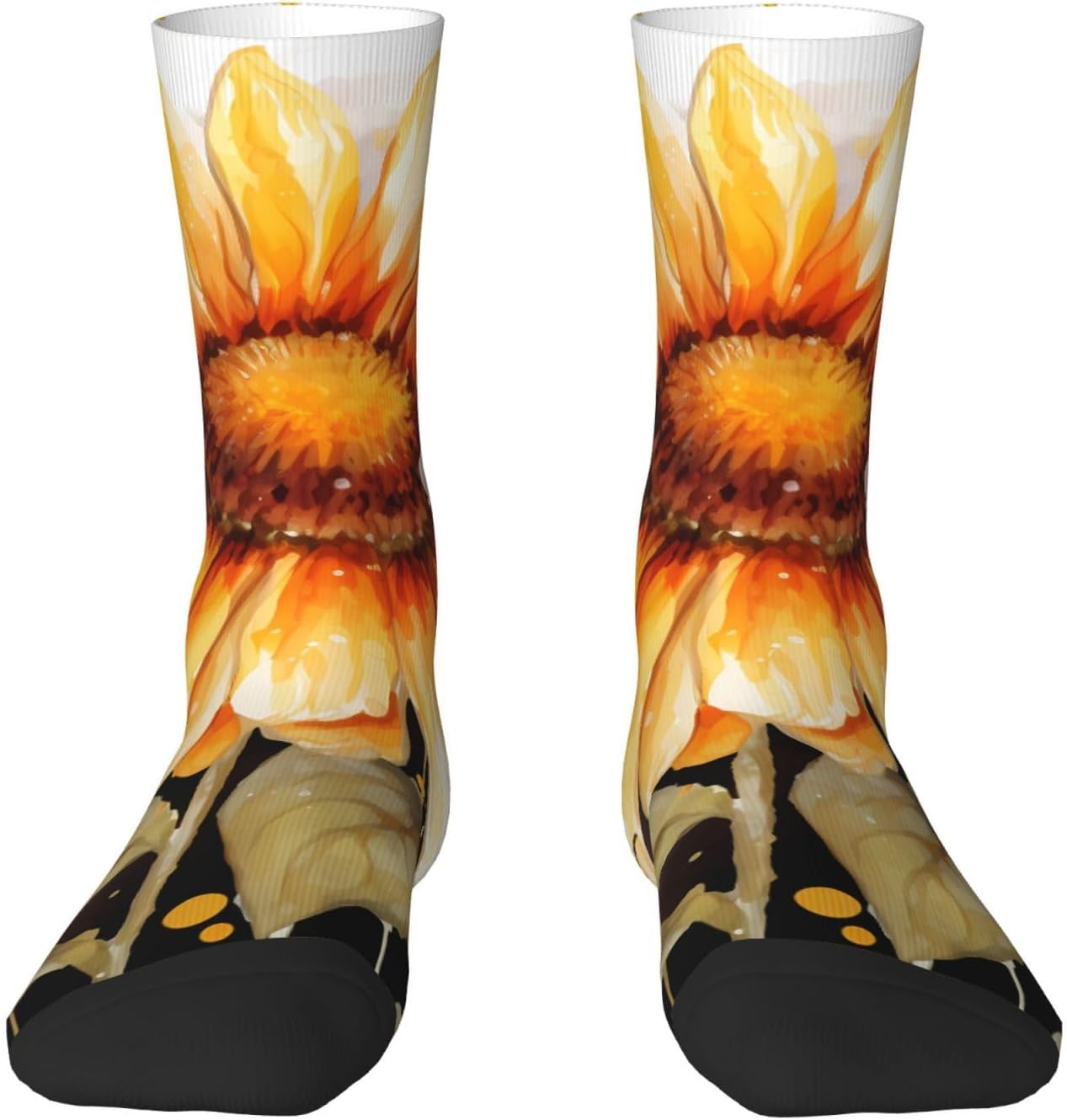 Blackboard Bees Sunflowers Crew Socks for Men Women Moisture Wicking Cushion Athletic Sock Casual Novelty Socks Gift