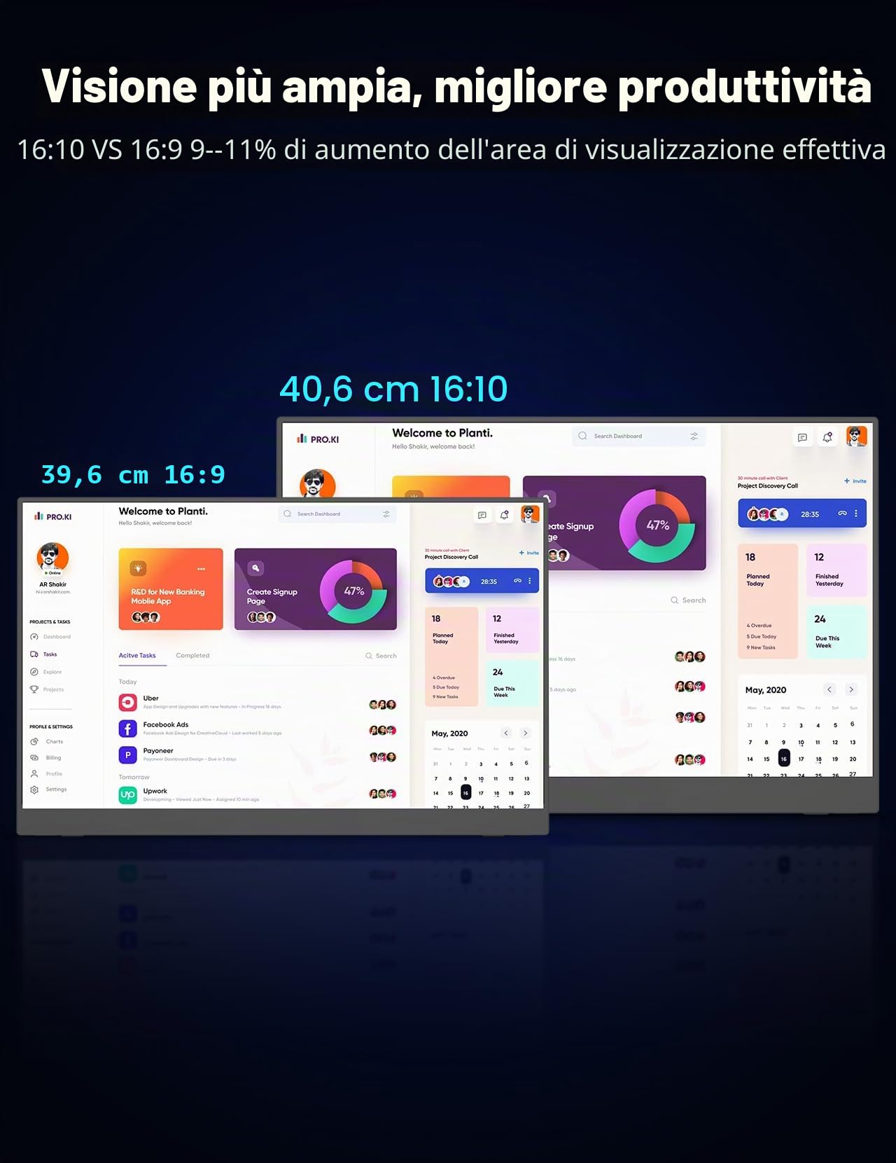 16" 2.5K Monitor Portatile Wireless con Batteria 8000 mAh, 125% sRGB 1500:1