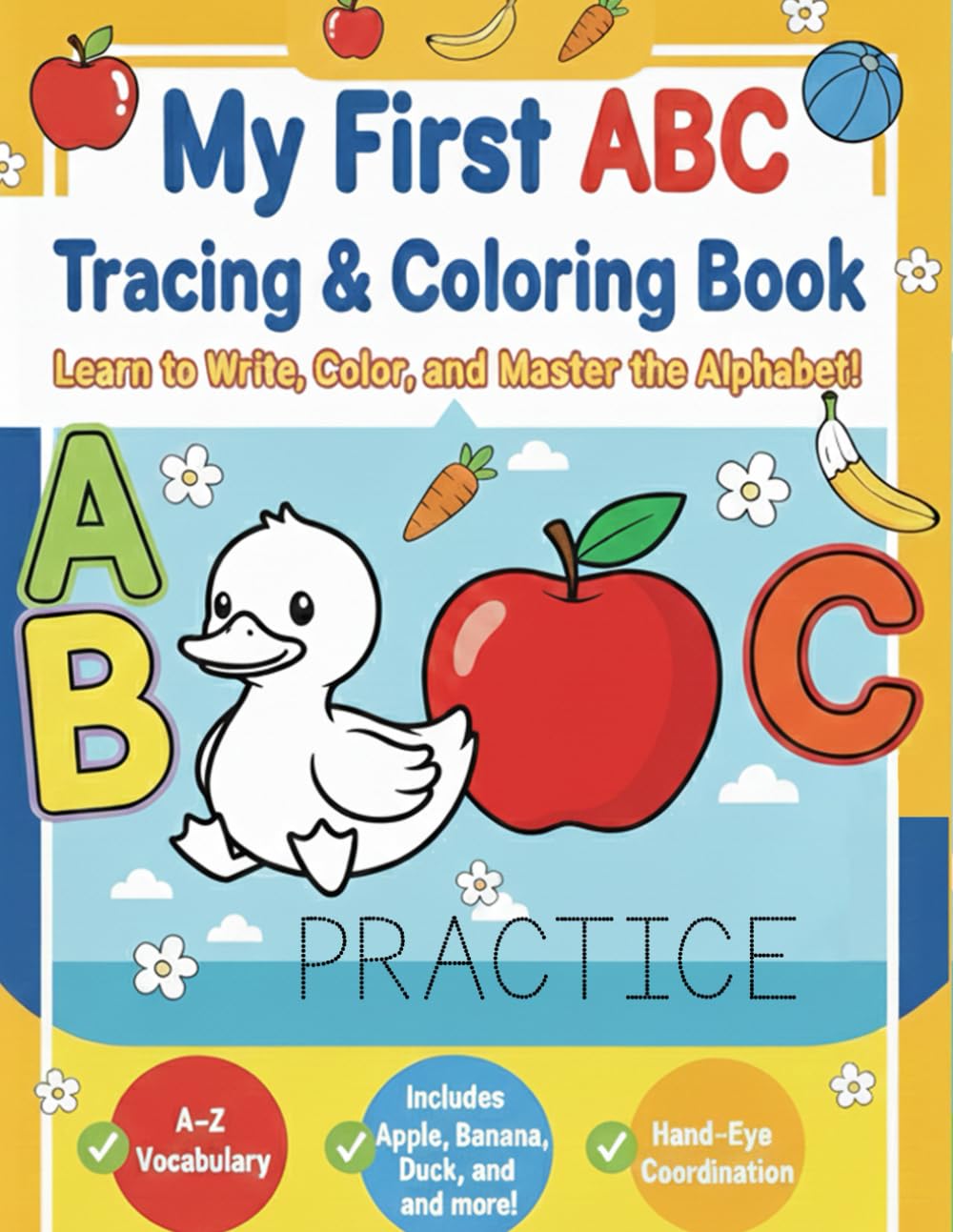 Alphabet Words Tracing & Coloring Book: Trace, Color, & Learn: An Educational Spelling Coloring Book for Kids