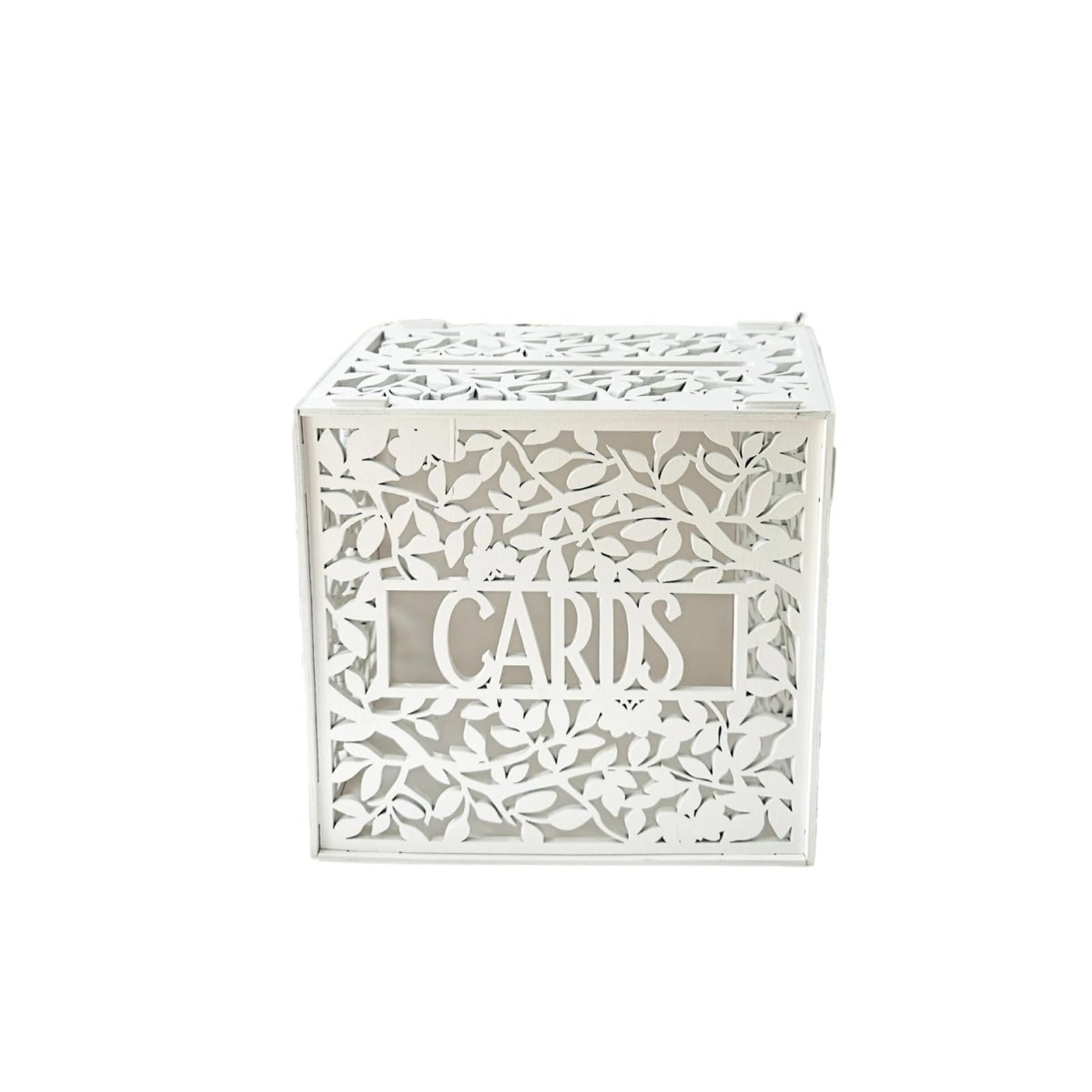 KHASCBNF Wedding Card Box Wooden Wedding Card Box DIY Envelope Money Boxes With Lock Hollow Leaves Pattern Birthday Party Decoration