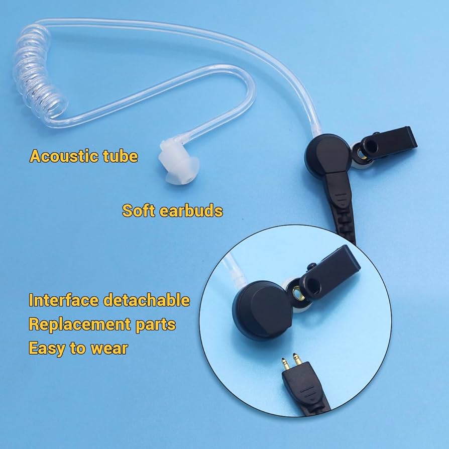 PROMAXPOWER 2 Pin Radio Earpiece Compatible With Motorola CP040 DP1400 GP300 GP88 GP68 CT150 Two Way Radio, Walkie Talkie Earpiece, D-Shape Security Earpiece With PTT Mic For Bodyguard