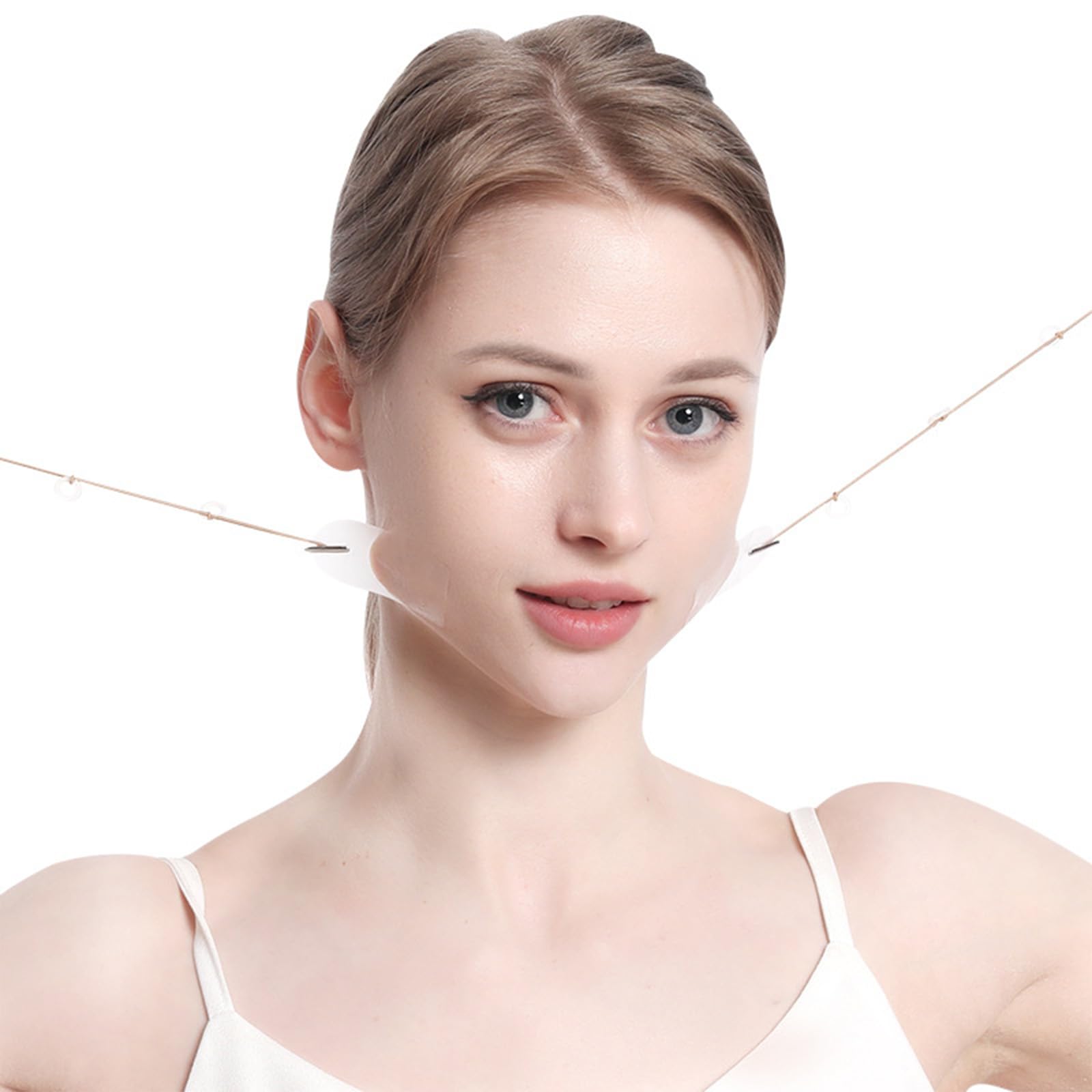 40 Pezzi Face Lift Tape, Invisibile Face Lifting Tape con 8 Corde, Tiranti Viso Lift Istantaneo Sollevamento, Forma di V Cerotti Viso Lifting, Strumenti per Riduce le Rughe per Occhi, Collo