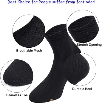 Mens/Womens Anti Odor Sweat Moisture Wicking Ankle/Quarter Crew Dress Socks