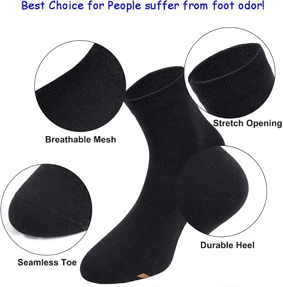 Mens/Womens Anti Odor Sweat Moisture Wicking Ankle/Quarter Crew Dress Socks