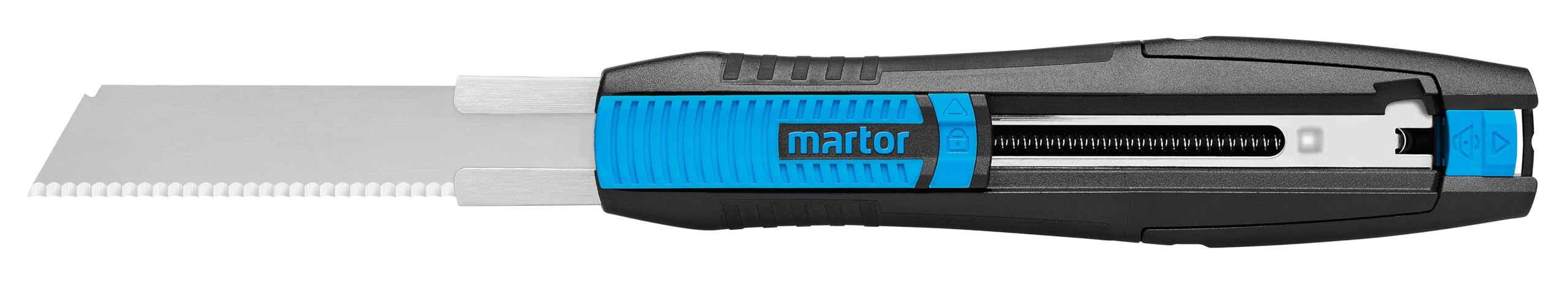 MARTOR Safety Knife with Blade Retraction, SECUNORM 380, Professional Cutter, Long Blade, Right & Left-Handed, Serrated Edge