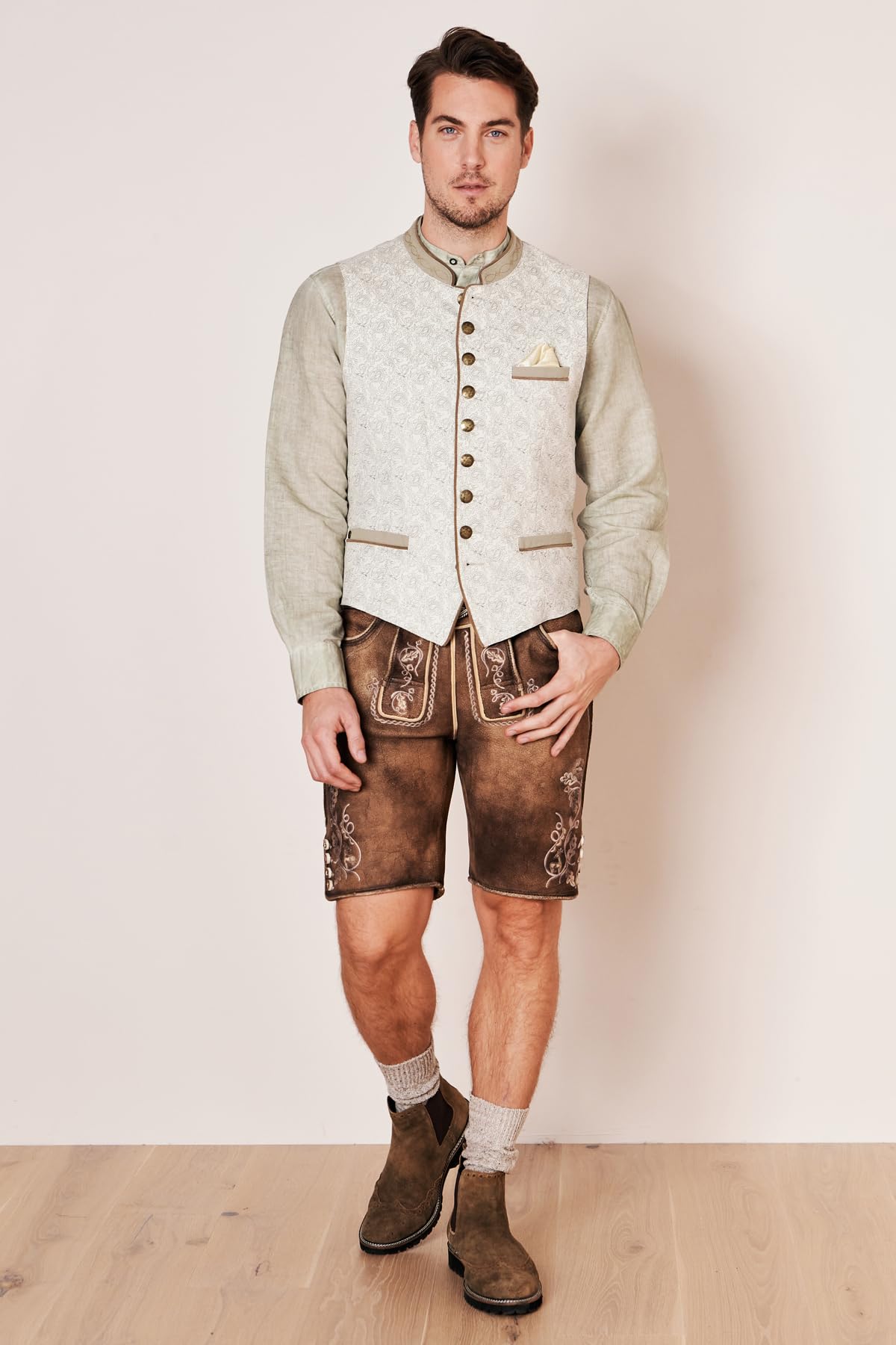 Krüger Herren Trachten Weste kurz, Modell: Ivan, kurzarm, Tracht, Volksfest