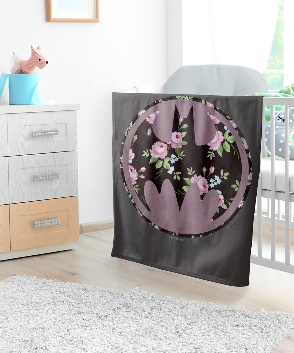 LOGOVISION Batman Lightweight Baby Blanket, 30"X40", Bats of Floral Unisex for Infants Girls & Boys