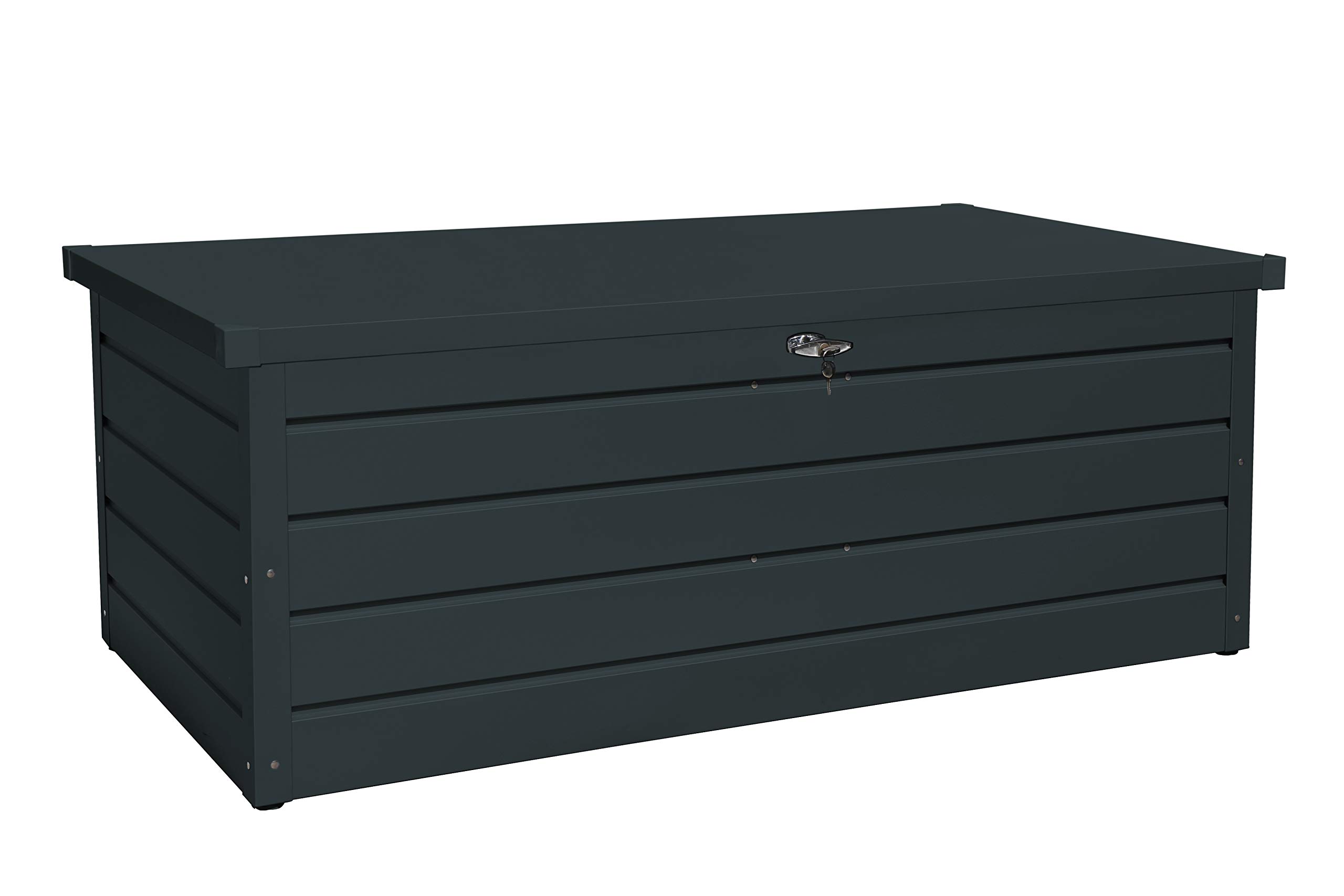Duramax Caja de cojín de Metal Paladio y Banco pequeño (710 L) con Cilindro hidráulico de Gas y Mango con Cerradura – Caja Antracita