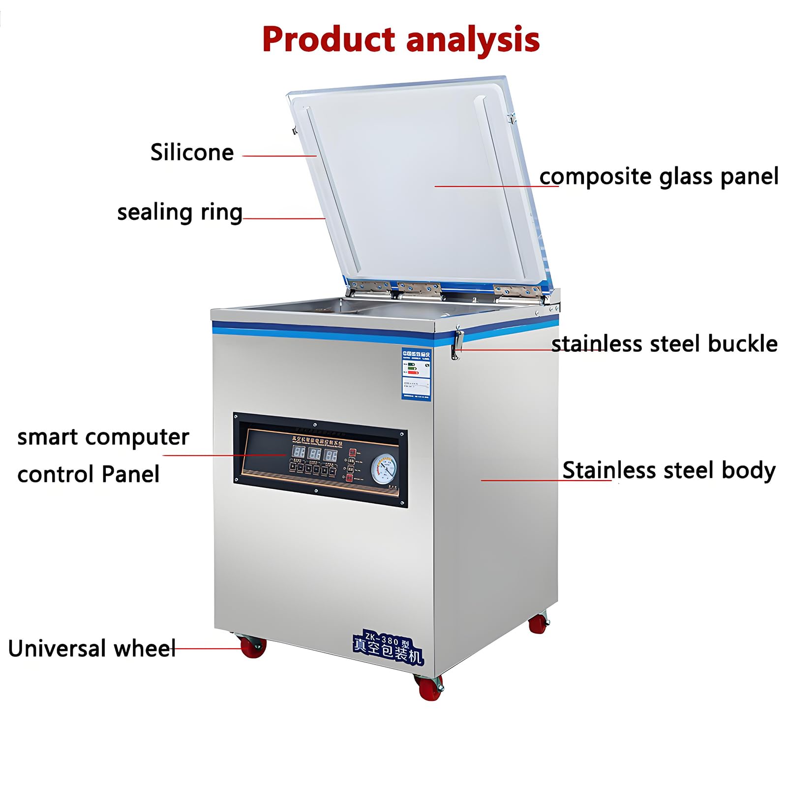 Gotowanie sous vide, automatyczny system próżniowego przechowywania żywności z wyświetlaczem próżniomierza, regulowany czas próżni 20-25S, szybkie i szczelne, oszczędzaj dłużej