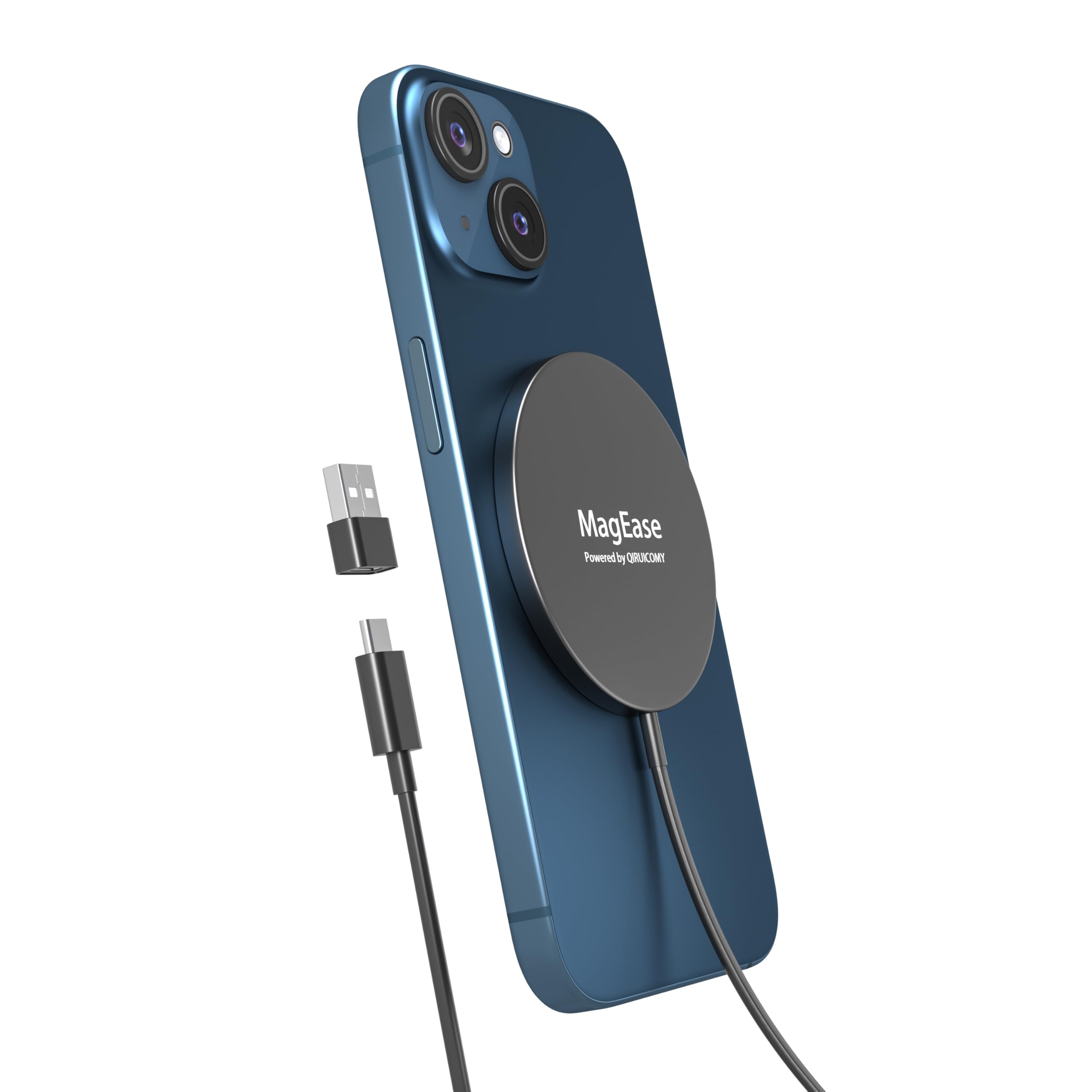 Caricatore Mag safe, 15W Caricatore Wireless Magnetico,Caricatore Senza Fili Portatile Rapida Magnetico Caricabatterie compatibile iPhone 16/15/14/13/12 e Airpods 2/3/Pro/Pro2 (Nero)