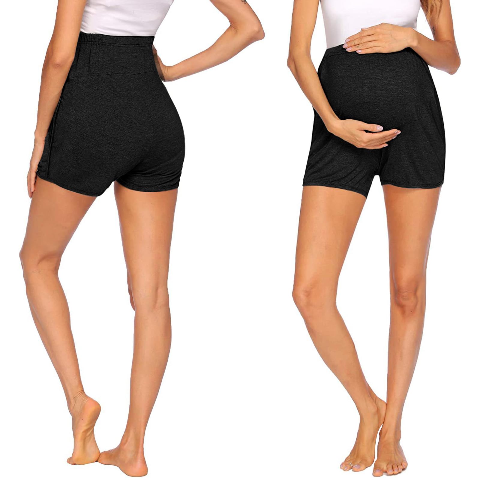 Short de maternité pour femme au-dessus du ventre, short de motard pour entraînement, course active, yoga, pantalon court extensible confortable avec poches