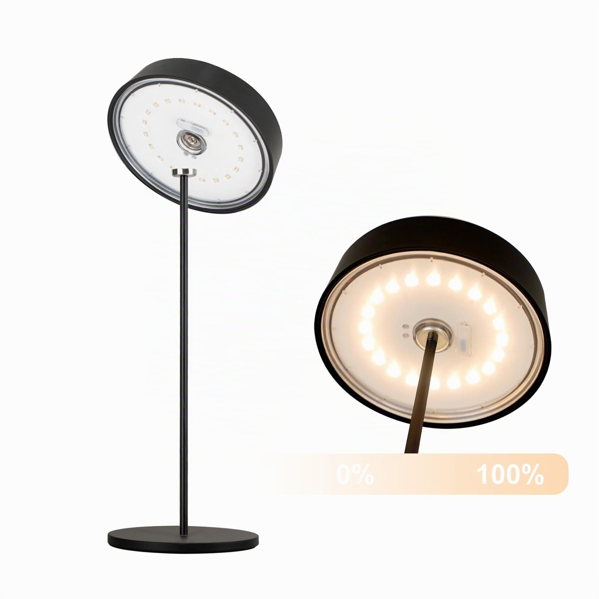 Palmina 901,lampade da tavolo senza fili,lampade da tavolo ricaricabili E Dimmerabile In Alluminio,abat jour senza fili 4400mah,Protezione IP54,luce da tavolo esterno/Interno/Nero