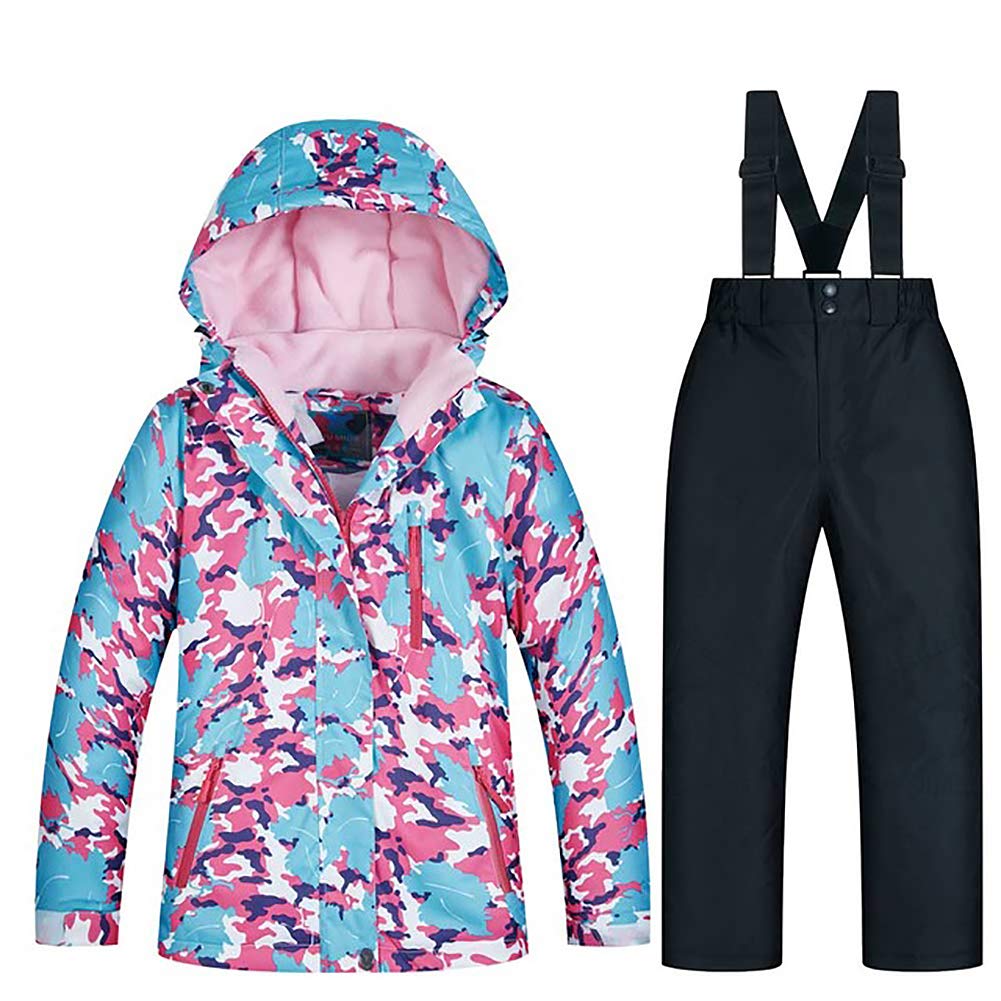 Girls/Boys Snowsuits Hooded Insulated Windproof Winer Coats Ski Jacket Snow Pants Set