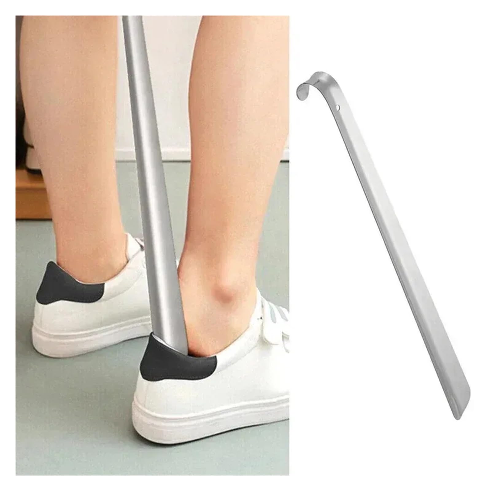 Calzador 80cm Extra largo cuerno de zapato acero inoxidable Metal plateado removedor zapatos levantador calzador ayuda antideslizante tirar herramienta Shoespooner