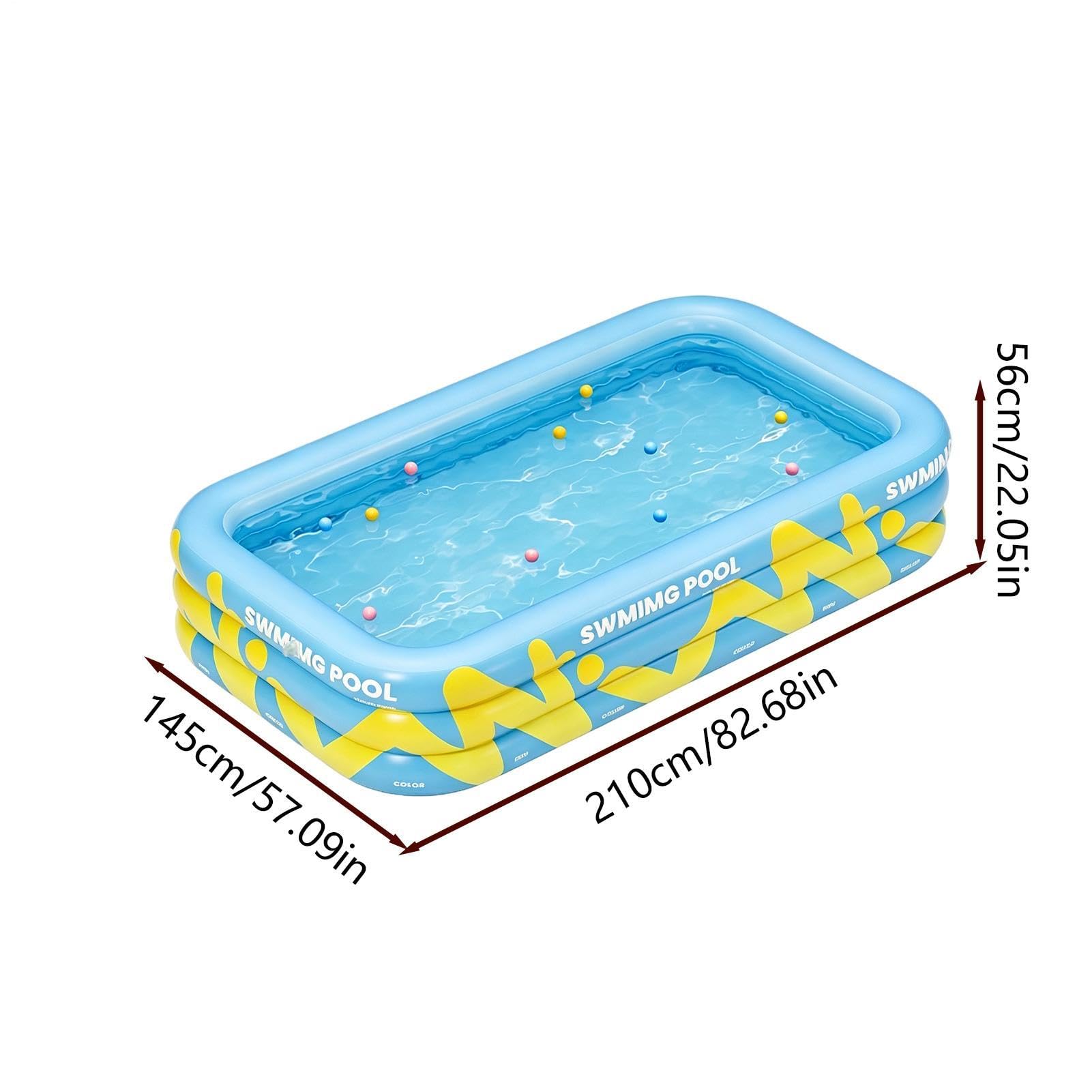 Piscina Hinchable Infantil Juguete Engrosado de 210 por 145 por 56 | Piscina Infantil Para Niños Para Patio, Exterior, Jardín, Patio Trasero, Césped, Parque, , Natación Y