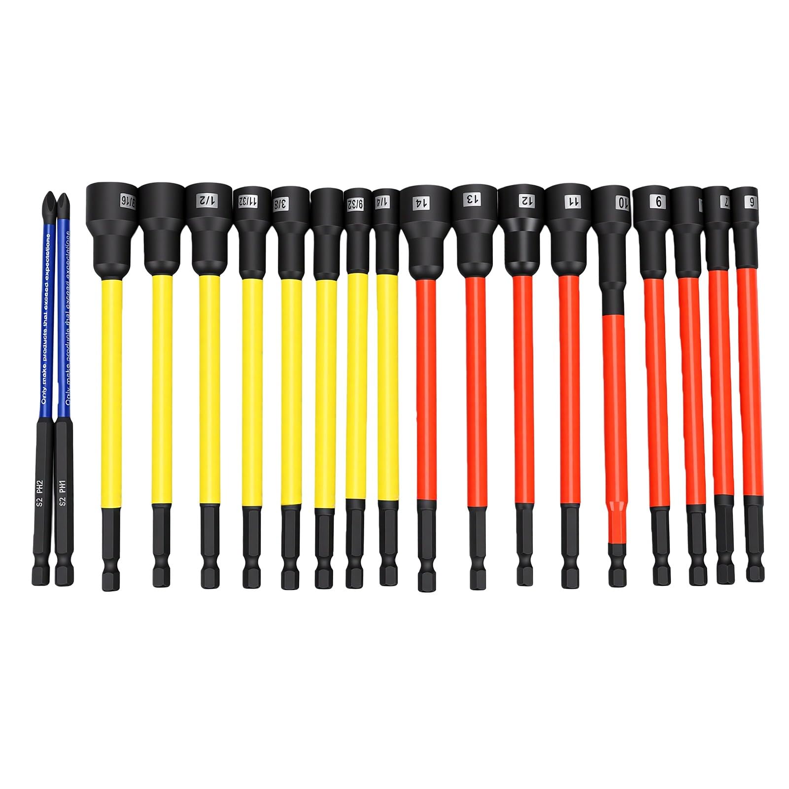Generic Wszechstronny Zestaw Magnetycznych Kluczy Nasadowych S2 ze Stali Stopowej, Bardzo Długi, dla Mechaników i Majsterkowiczów, 19 Sztuk
