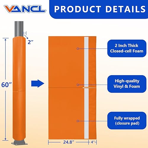 Vista 95 de Almohadilla de seguridad resistente para postes redondos de 3 a 5 pulgadas, impermeable y duradera, garaje, sótano, almohadilla de seguridad