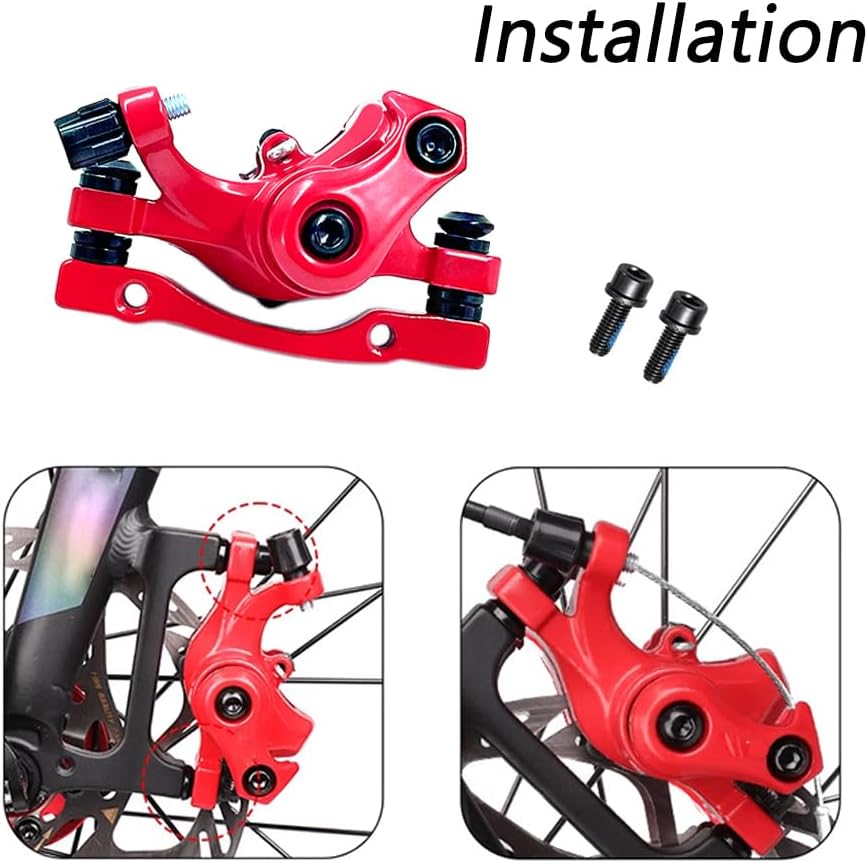 LOOEEL 1 Pair Bike Mechanical Disc Brake,Universal Front and Rear Mechanical Disc Brake Calipers for Mountain Bikes,Folding Bikes,Road Bikes.-Red