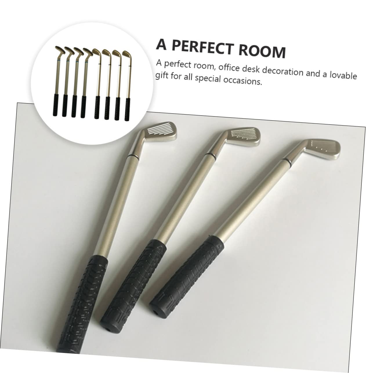DOITOOL 2 Set Penne Scrivania Miniatura Penne Decorative Metallo Golf Con E Blu Accessori Ufficio Resistenti Per Appassionati Golf E Decorazione Desktop 8 * 2
