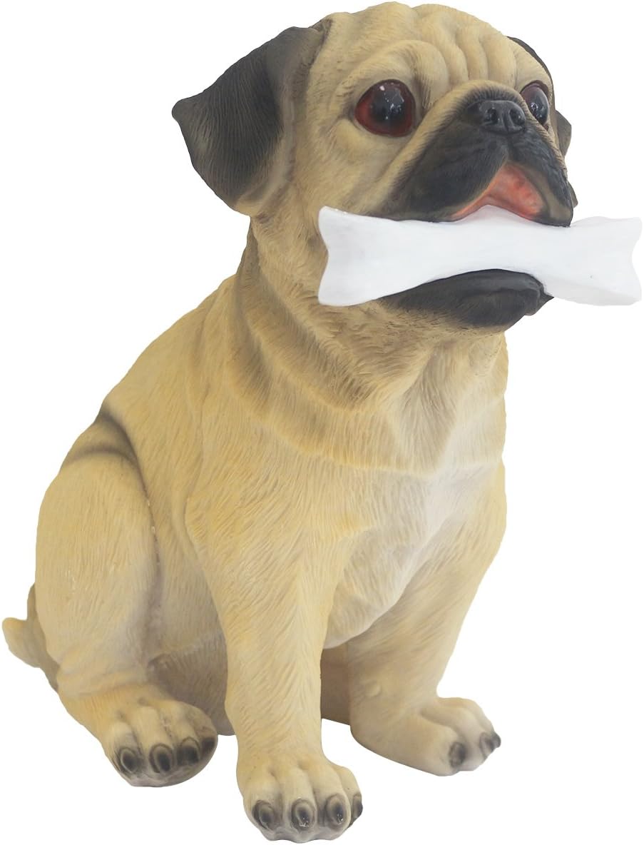 JHP 10.5 inch Dog Statue, Bite Bones Hand-Painted Bulldog Statue Yard Decoration Home décor