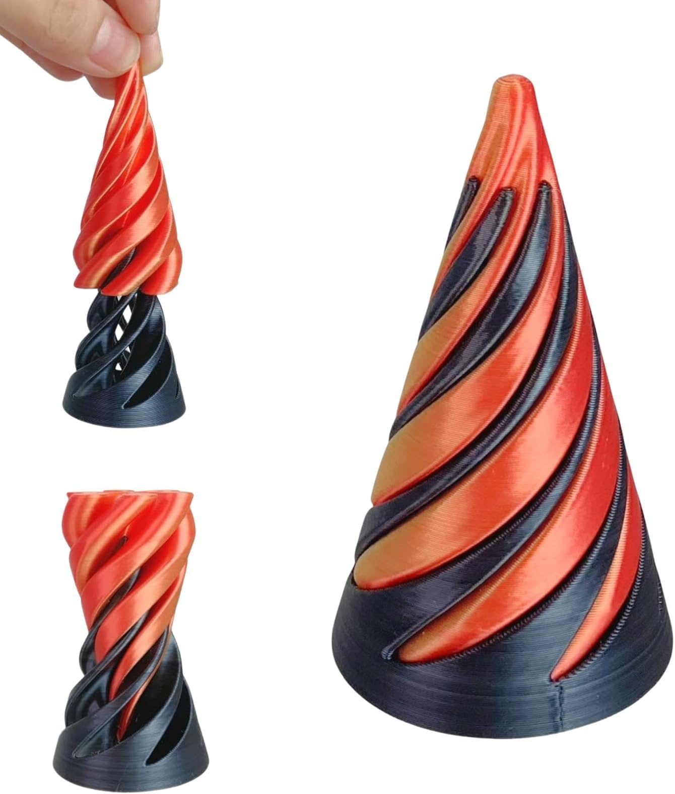 Impossible Cone Pyramid Passthrough Sculpture, 3D Printed Spiral Cone Toy,Pass Through Pyramid Fidget Toy, Mini Vortex Thread Illusion, Pyramid Passthrough Sculpture (Small Cone)