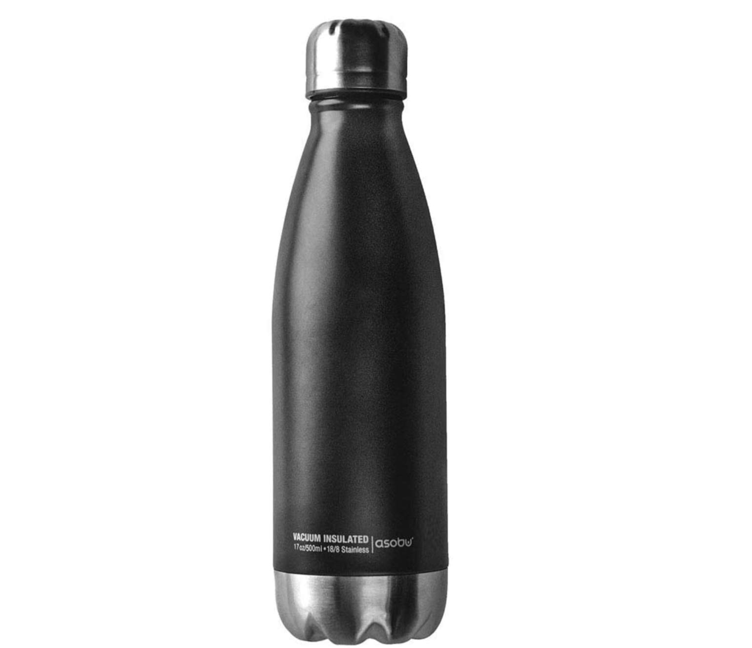 asobuVacuum Sealed Double Wall Bottle, 500 ML, Black/Silver, Sbv17