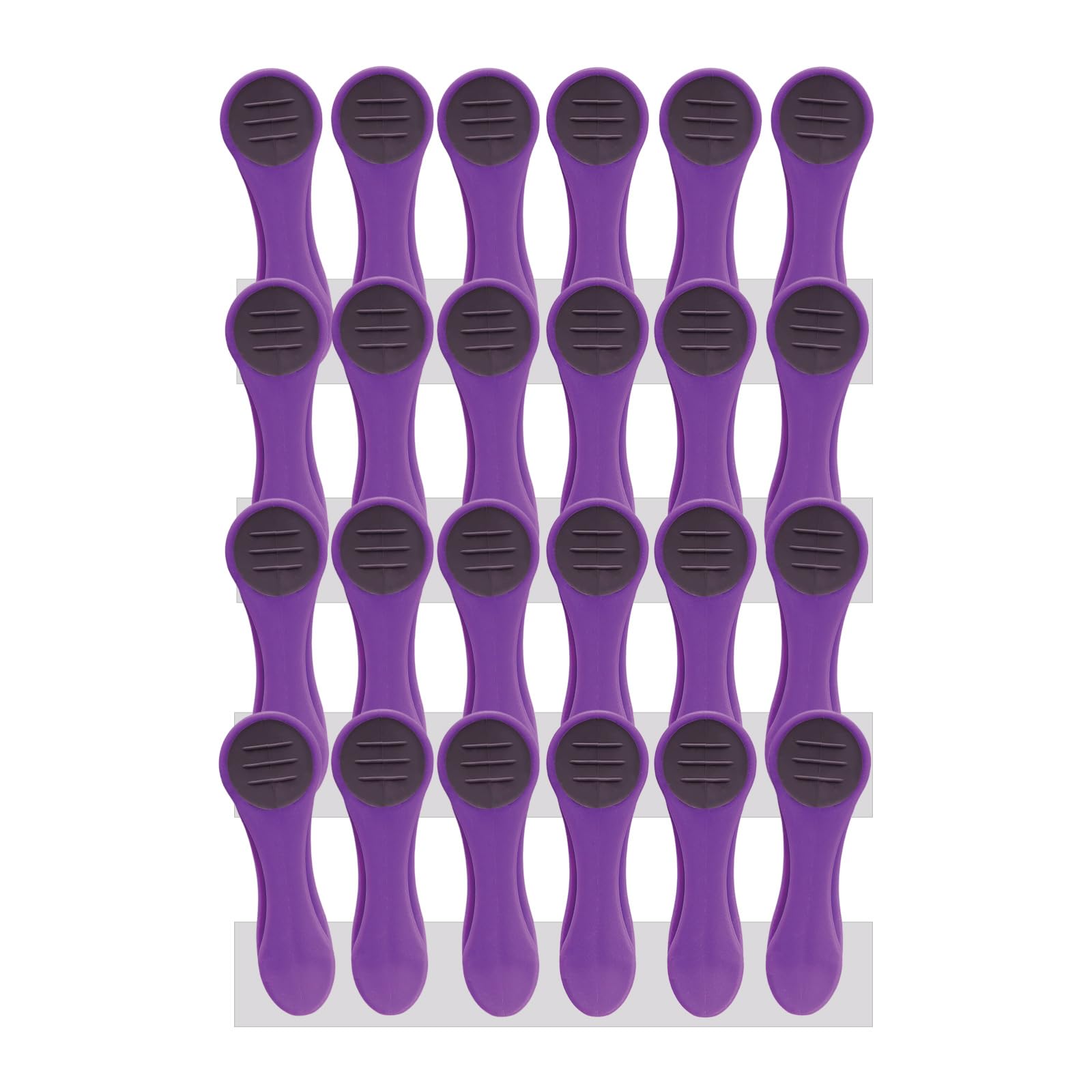 trendfinding 24 Clothes Pegs Laundry Clips with Stainless Steel Compression Springs and Soft Grip Purple Dark Grey