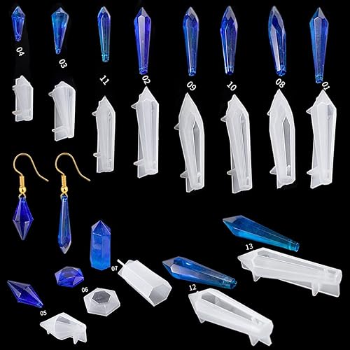 Miniatura 4 de FineInno Moldes de resina de cristal, moldes de péndulo, moldes de fundición de joyería de cuarzo epoxi, pendientes de piedras preciosas de cuarzo,