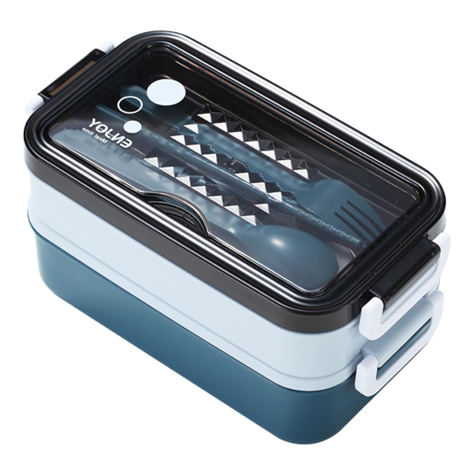 Buxuaaaa Blue Spill Resistant Double Layer Lunch Box Nonrust Steel Insulated Food Jar Ergonomic Handle For Camping Commutes Double Walled Nonrust Steel Food Jar
