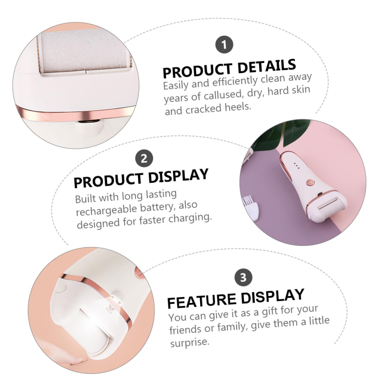 Healvian 1pieza Removedor Eléctrico De Durezas Para Pies Herramienta De Pedicura Portátil y Ergonómica Diseño Elegante y Cómodo Para Hombres y Mujeres