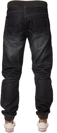 Vincenzo Allocca wijde katoen jeans broek zwart met bis ( extra groot