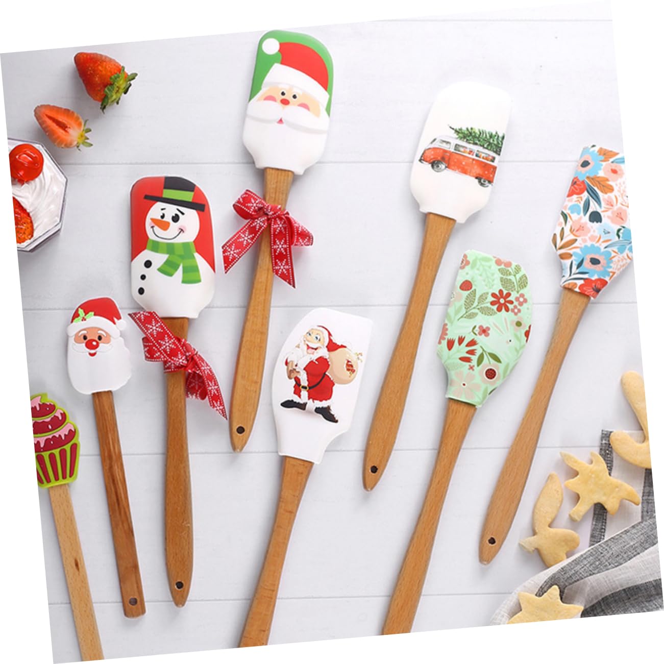 Alipis 4 Spatole In Silicone Per Cucina – Design Natalizio, Manico Ergonomico, Per Torte, Biscotti E Decorazioni