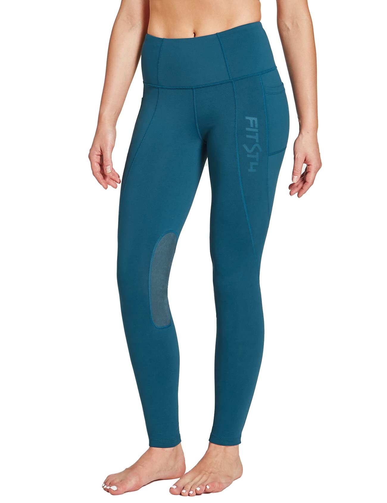 FitsT4 SportsWomen's Fleece Lined Riding Breeches Winter Equestrian Pants Knee Patch Horseback Riding Tights Cell Pocket