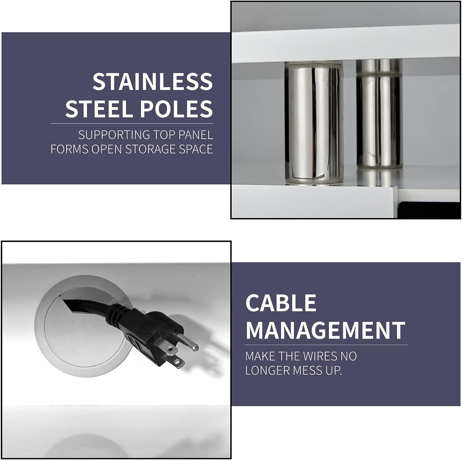 80" Fireplace TV Stand, Modern Finish Media Console with 40" Electric Fireplace, Open Storage Entertainment Center for TVs Up to 90" with LED Lights, White