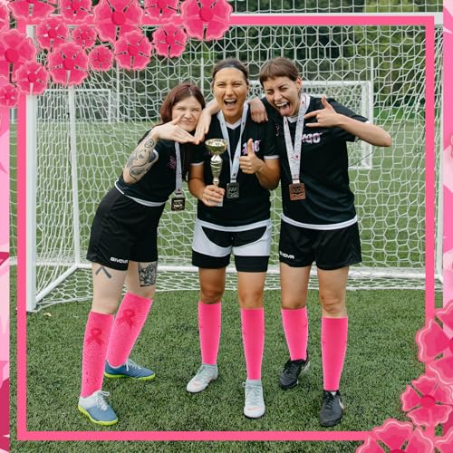 Cozypower 12/24/36 Pairs Breast Cancer Awareness Socks Pink Ribbon Soccer Softball Baseball Football Socks for Women4