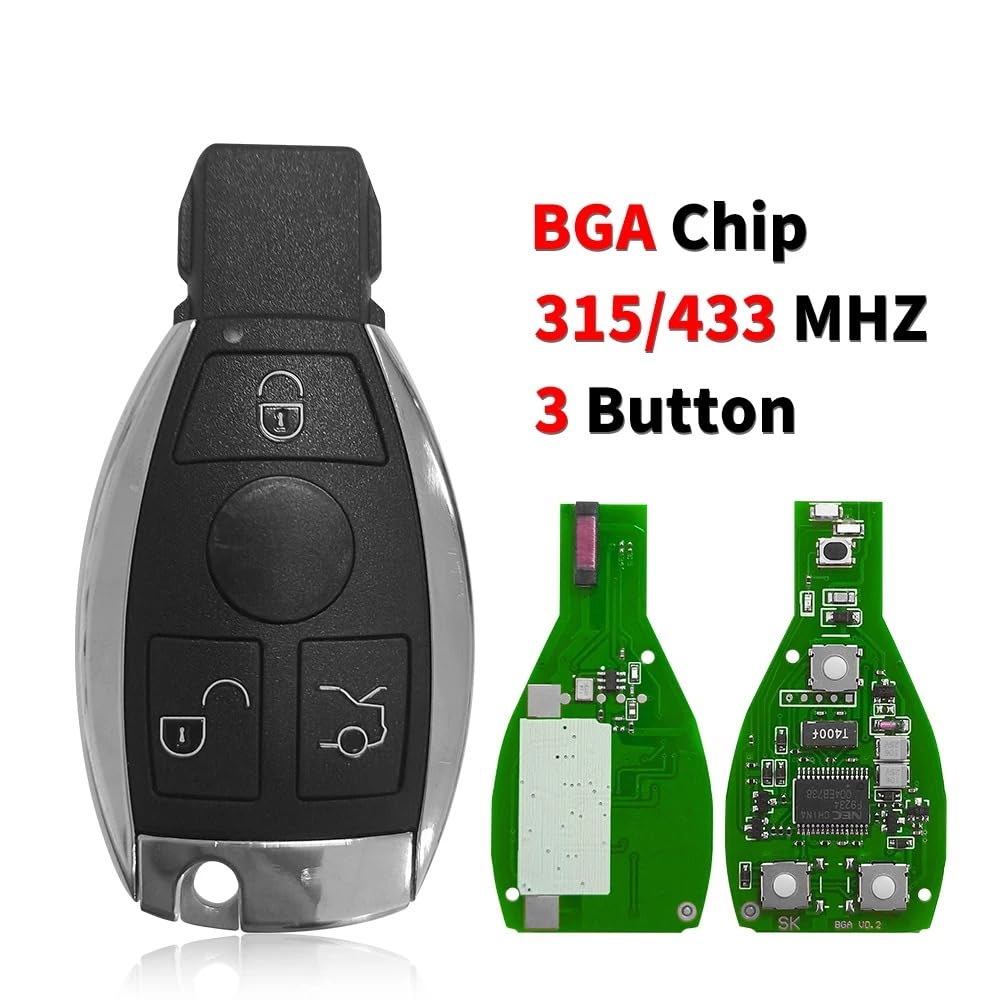 Fernbedienung Schlüsselkarte Autoschlüssel 3 Tasten gehäuse für BGA Chip für Mercedes Benz A B S E Klasse W203 W204 W205 W210 W211 W212 W221 W222 433MHZ