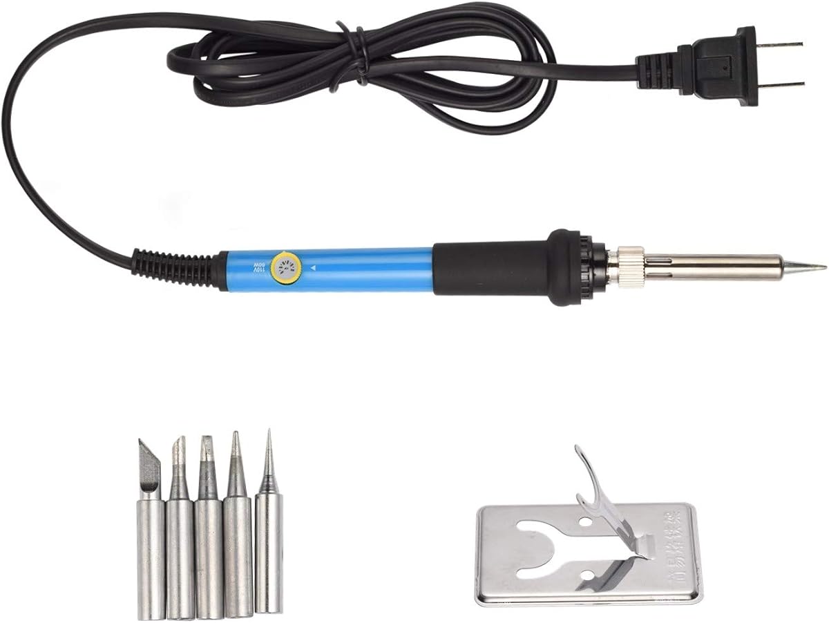 Electronics Soldering Iron Kit，60W 110V Adjustable Temperature Welding Tool Set, 5pcs Different Soldering Tips, Stand