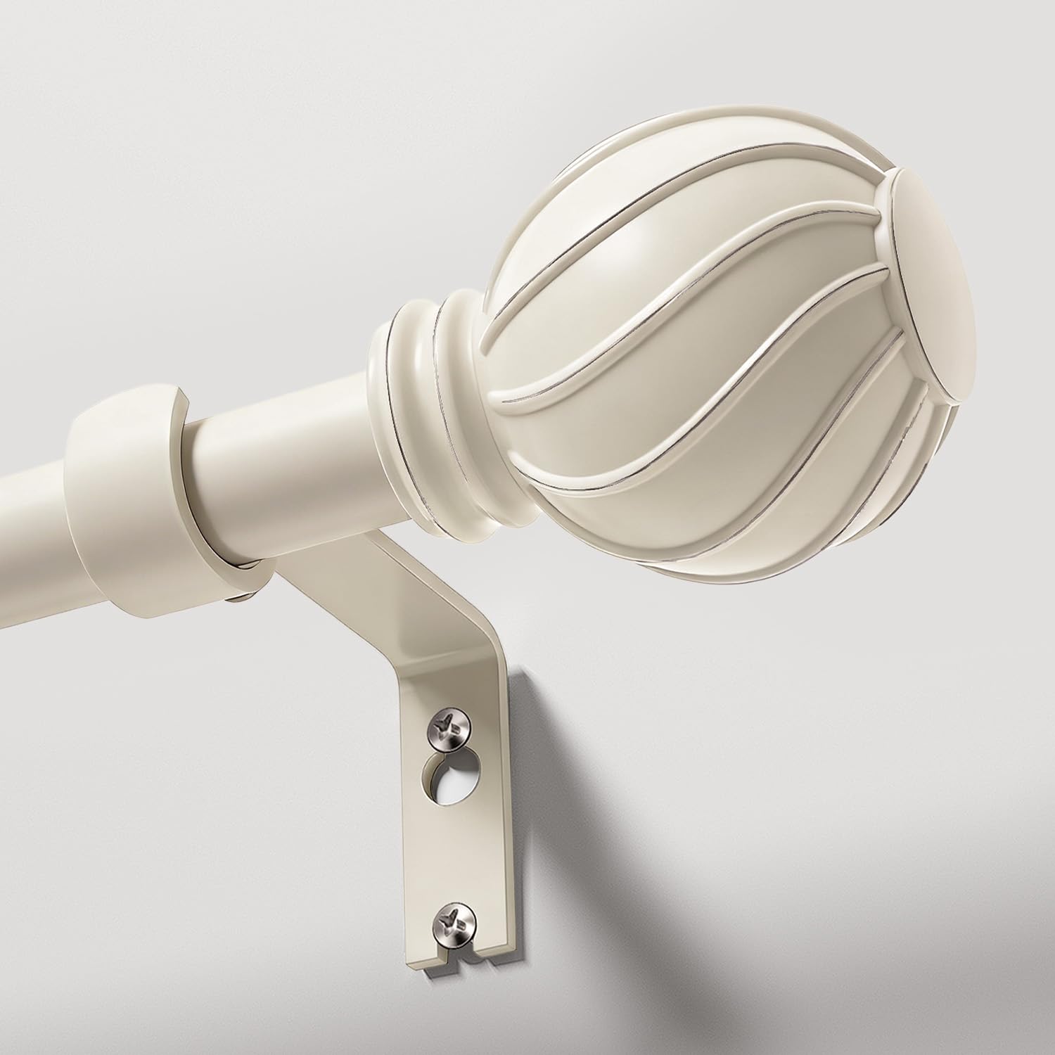 Gormena White Cream Curtain Poles for Window 80-218cm Modern Style