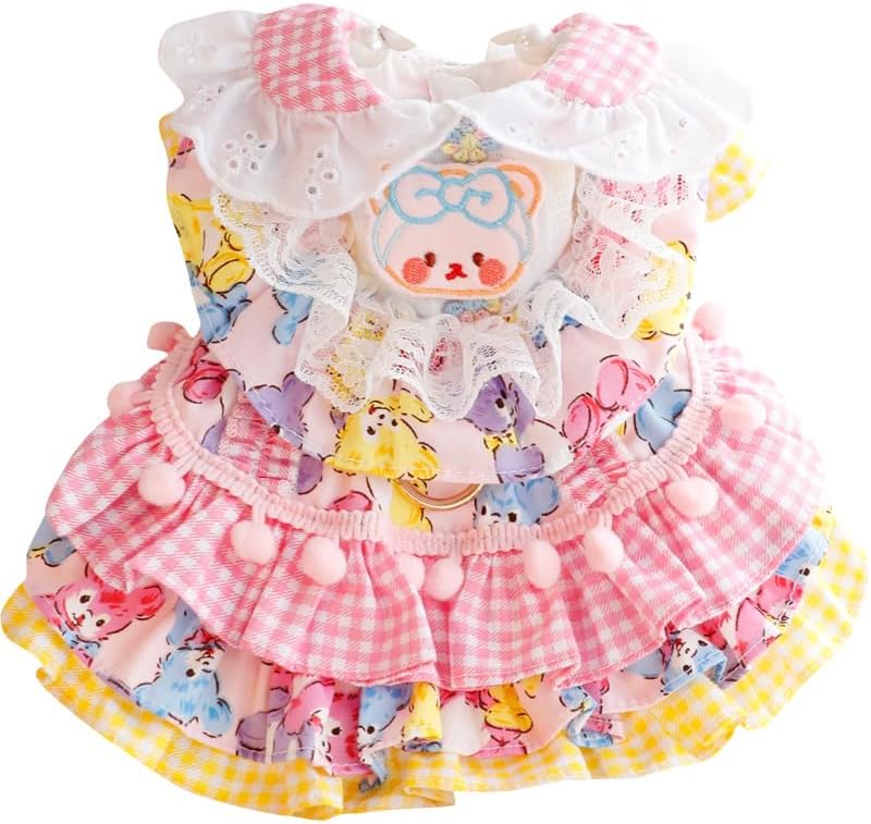Dog Princess Dresses for Small Dogs Cat Lolita Lace Bow Clothes Candy Costume Pink Bear Pet Girl Cute Coat Outfits Spring Costumes Summer (L,Pink Bear)