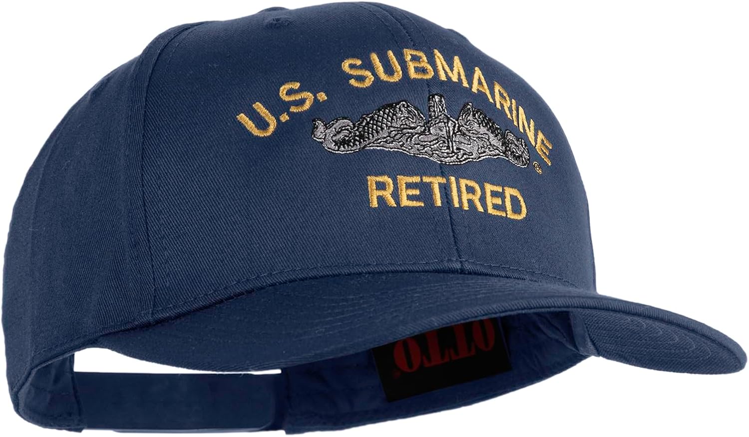 US Submarine Retired Logo Embroidered Solid Cotton Twill Pro Style Cap