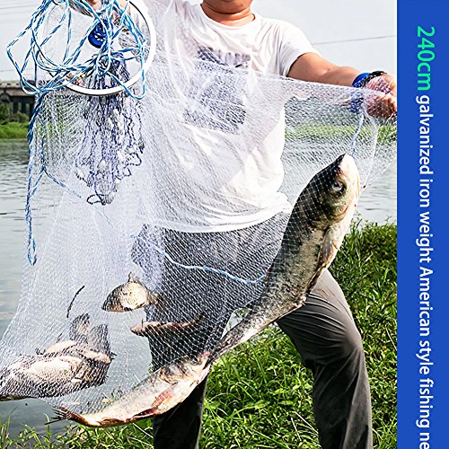 Aosiyp 2.4m Fly Hand Throw Catch Fishing Net Outdoor Sport Nylon Fishing Mesh Net Cast Net Gill Fishing Network Small Mesh