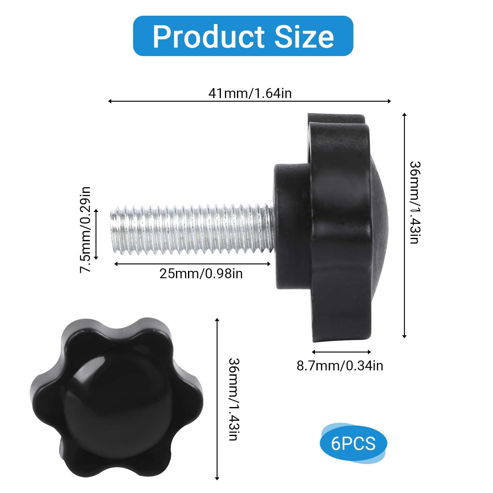 Othmro M8 Lot De 8 Boutons De Serrage En Bakélite Galvanisés