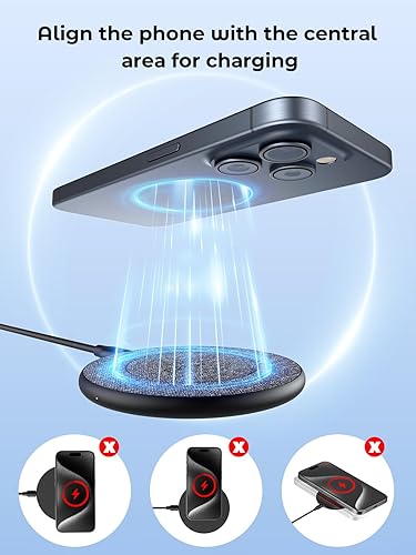 Miniatura 5 de NewQ Cargador inalámbrico, almohadilla de carga inalámbrica máxima de 15 W para iPhone 17 16 15 14 13 12 11 MiniSEProMaxPlus, Samsung Galaxy