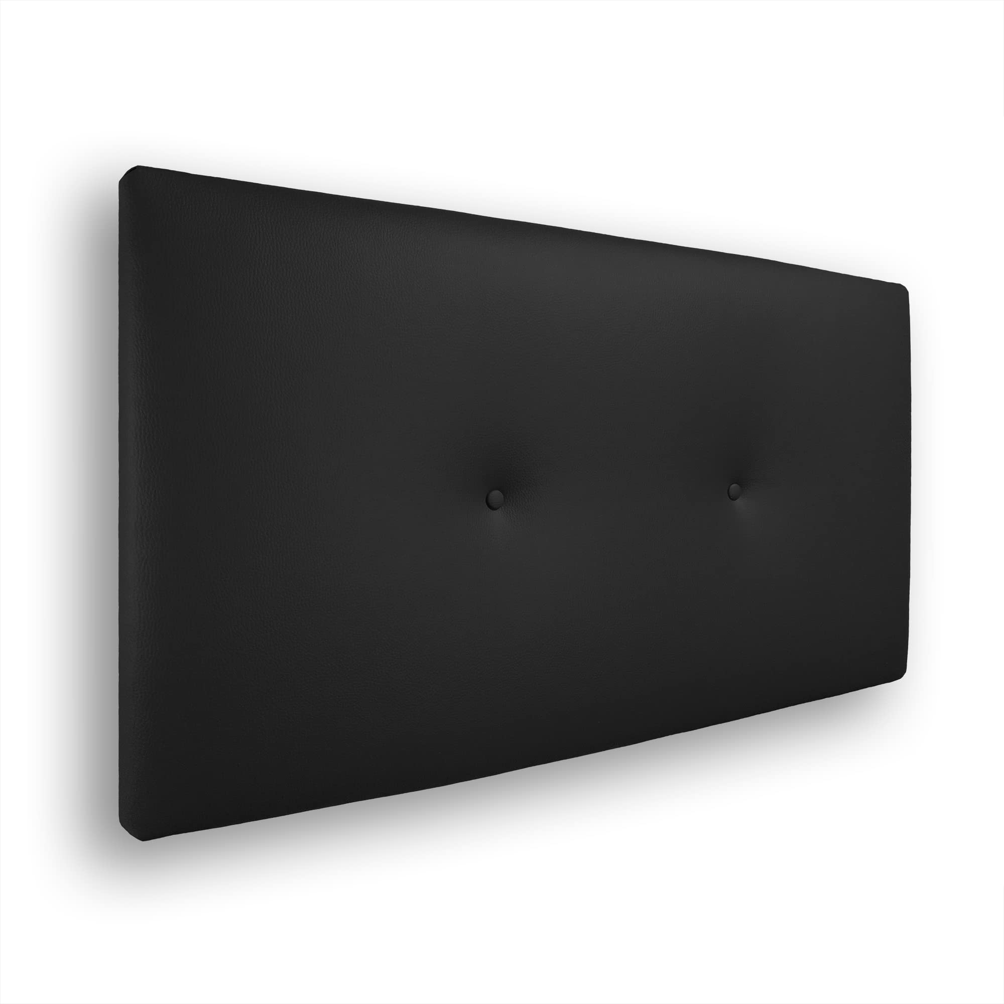 Silcar Home - Cabecero Silvi Tapizado, Estructura Madera, Hilera Botones Estilo Moderno - Fácil Instalación, Acolchado Confort - 90 cm, Polipiel Negro