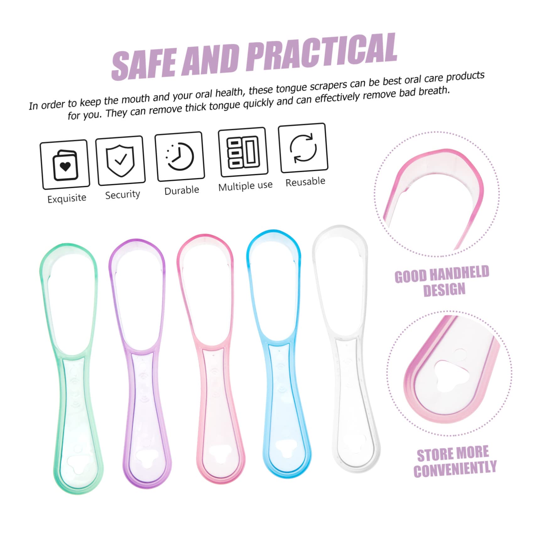 minkissy 60 Pz raschietto per lingua per l'igiene orale tongue scraper raschietto lingua raschietto per il rivestimento della lingua raschiare la lingua pulitore di lingua domestico Palmare