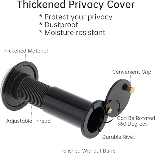 Miniatura 4 de HOJLKLD Mirilla para el visor de puerta, agujero de latón macizo de 220 grados para puerta delantera con broca de 0.63 pulgadas para puertas de 1-12