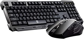 UrChoiceLtd® Delog V60 Gaming Keyboard Mouse Combo Multimedia Ergonomic Usb Wireless Keyboard + 2.4GHz 1000/1600DPI 6 Buttons Usb Cordless Gaming Mouse (Black)