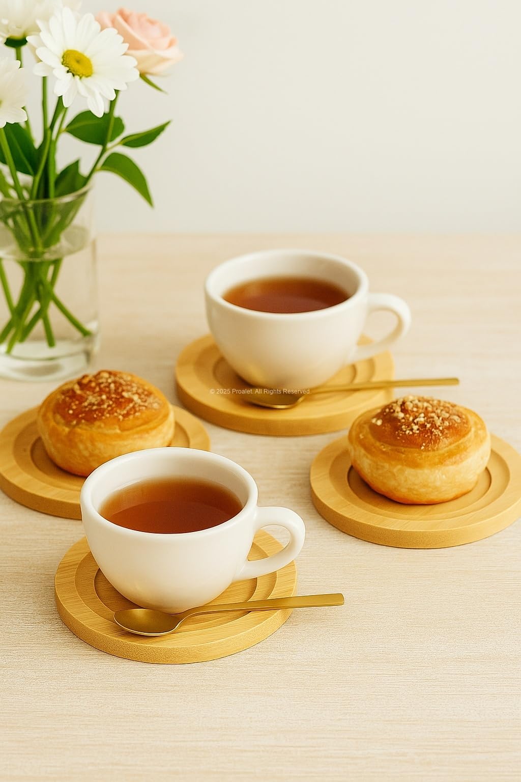 Busstier 6 Adet Bambu Çay Bardak Tabağı, Yuvarlak Altlık Model, Fincan ve Kupa Altlığı, Şık ve Dayanıklı Tasarım (Oval)